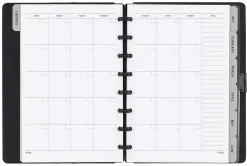 TUL® Discbound Monthly Planner Starter Set, Undated, Junior Size, Leather Cover, Black