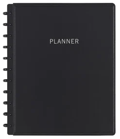 TUL® Discbound Monthly Planner Starter Set, Undated, Letter Size, Leather Cover, Black