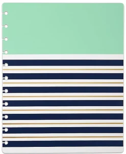 TULĀ® Discbound Notebook Covers, Letter Size, Mint Stripes, Pack of 2 Covers