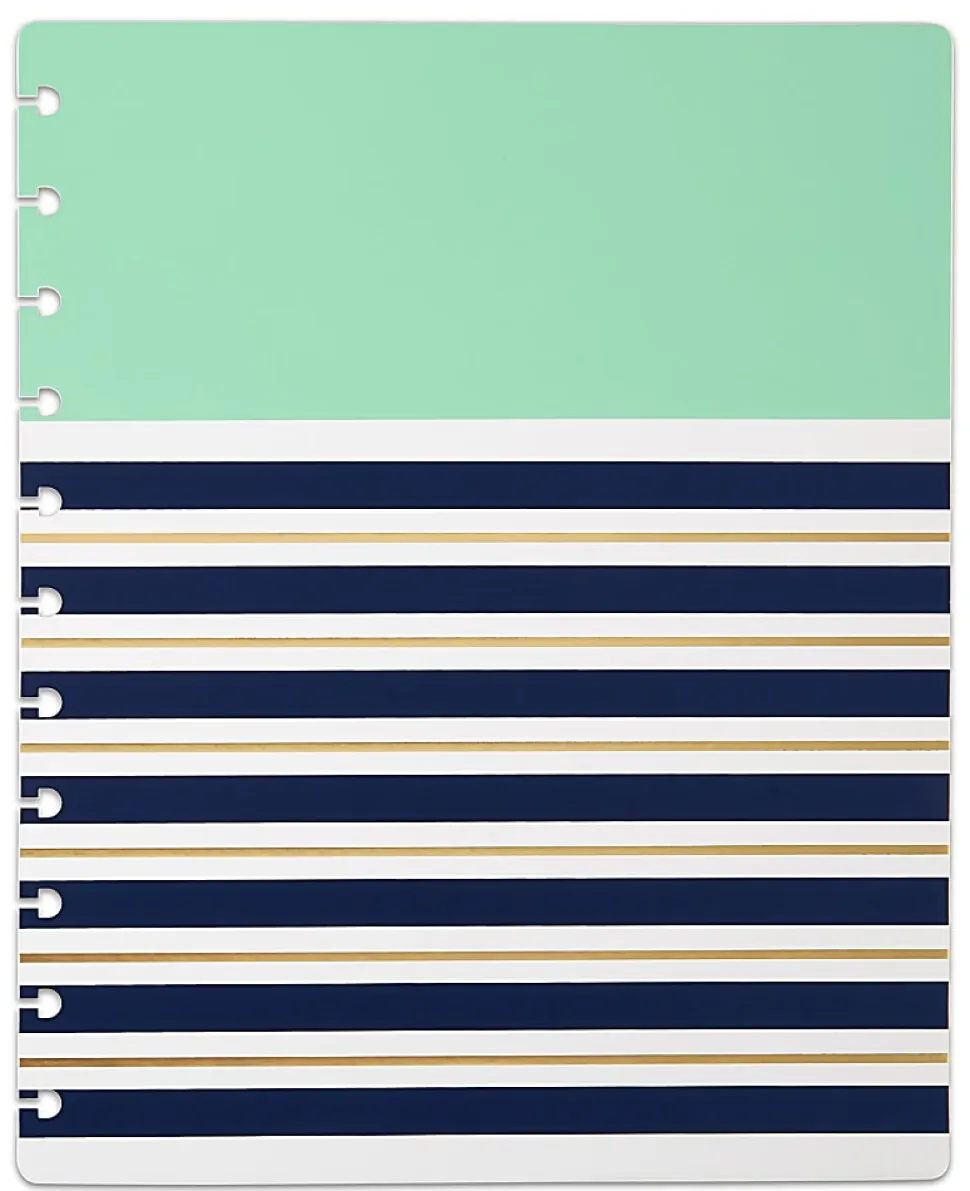 TUL® Discbound Notebook Covers, Letter Size, Mint Stripes, Pack of 2 Covers