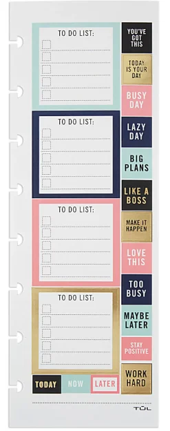 TULĀ® Discbound Notebook Sticker Sheets, 3" x 8-1/2", Assorted, 10 Sheets, 2 Sheets of 5 Designs