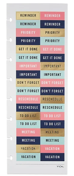TUL® Discbound Notebook Sticker Sheets, 3" x 8-1/2", Assorted, 10 Sheets, 2 Sheets of 5 Designs