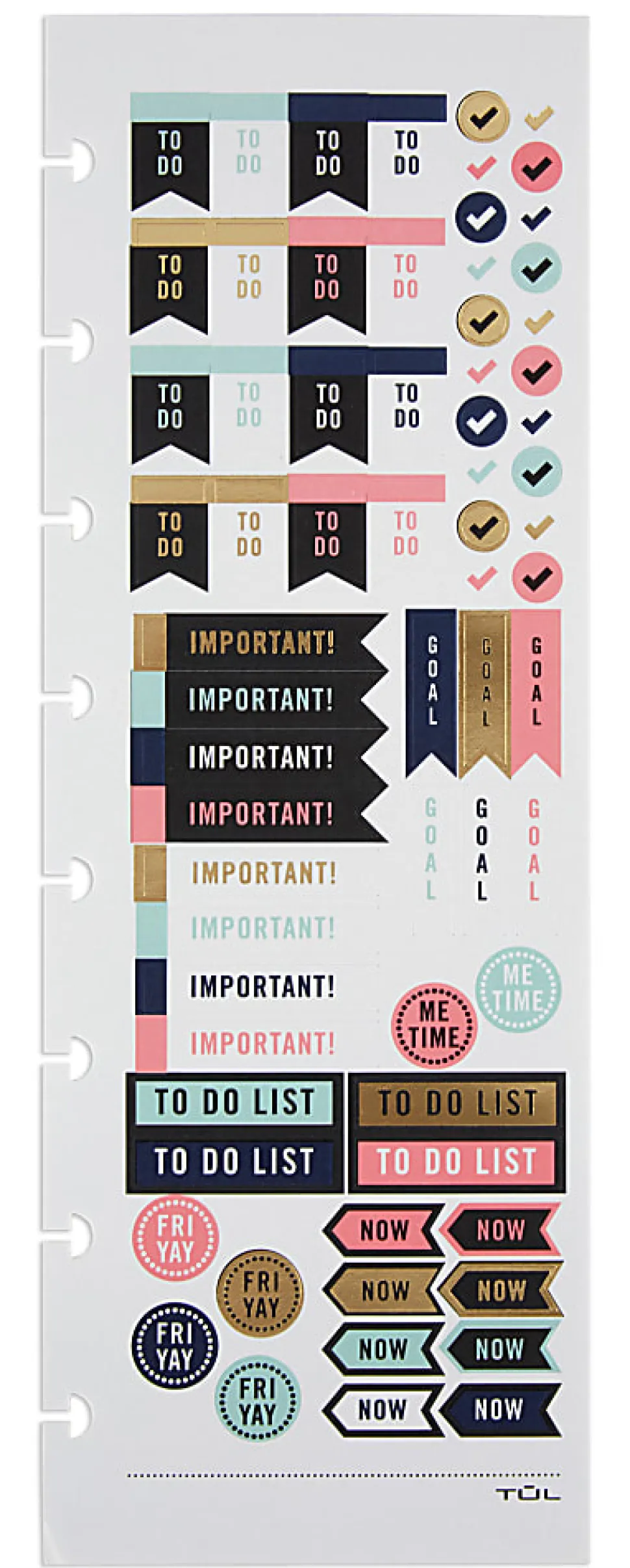 TUL® Discbound Notebook Sticker Sheets, 3" x 8-1/2", Assorted, 10 Sheets, 2 Sheets of 5 Designs