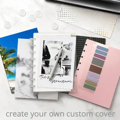 TUL® Discbound Notebook With 3 Customizable & Reversible Poly Covers, Letter Size, Narrow Ruled, 60 Sheets, Assorted Cover Designs