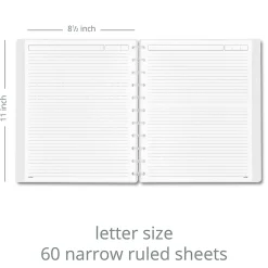 TUL® Discbound Notebook With 3 Customizable & Reversible Poly Covers, Letter Size, Narrow Ruled, 60 Sheets, Assorted Cover Designs