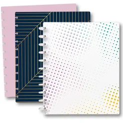 TUL® Discbound Notebook With 3 Customizable & Reversible Poly Covers, Letter Size, Narrow Ruled, 60 Sheets, Assorted Cover Designs