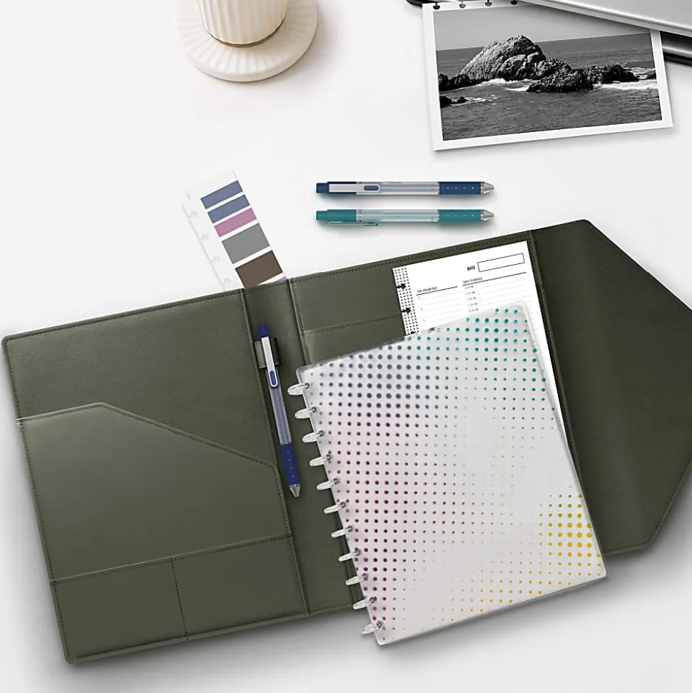 TUL® Discbound Notebook With 3 Customizable & Reversible Poly Covers, Junior Size, Narrow Ruled, 60 Sheets, Assorted Cover Designs