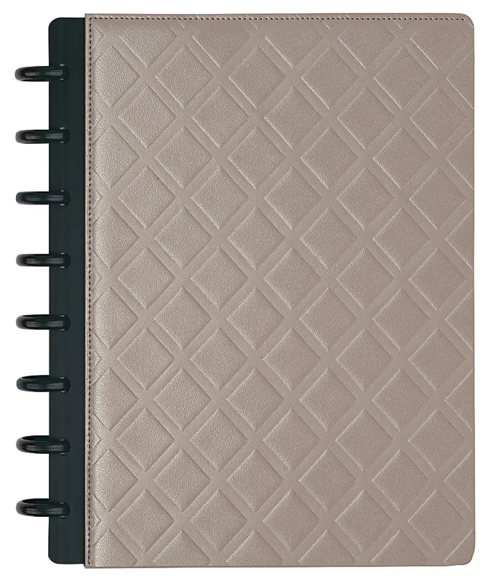 TUL® Discbound Notebook With Debossed Leather Cover, Junior Size, Narrow Ruled, 60 Sheets, Gray