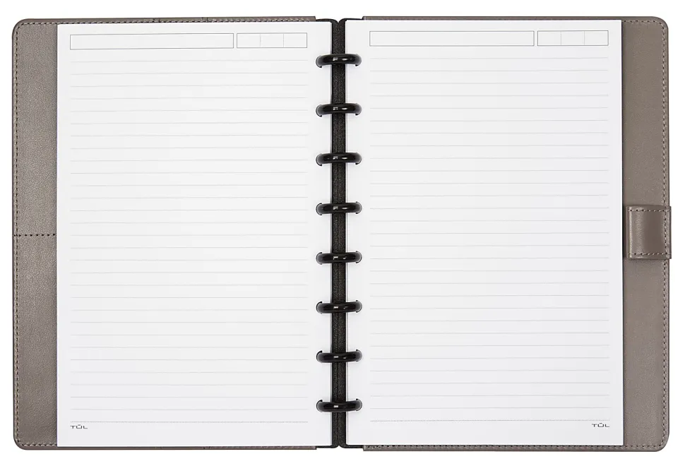 TUL® Discbound Notebook With Debossed Leather Cover, Junior Size, Narrow Ruled, 60 Sheets, Gray