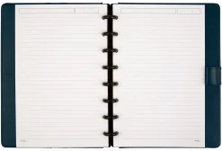 TUL® Discbound Notebook With Leather Cover, Junior Size, Narrow Ruled, 60 Sheets, Navy