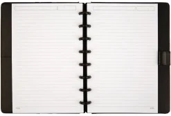 TUL® Discbound Notebook With Leather Cover, Junior Size, Narrow Ruled, 60 Sheets, Black