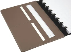 TUL® Discbound Notebook With Leather Cover, Junior Size, Narrow Ruled, 60 Sheets, Black