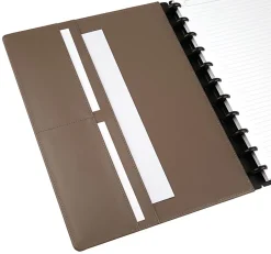 TUL® Discbound Notebook With Leather Cover, Letter Size, Narrow Ruled, 60 Sheets, Brown