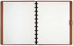 TUL® Discbound Notebook With Leather Cover, Letter Size, Narrow Ruled, 60 Sheets, Brown