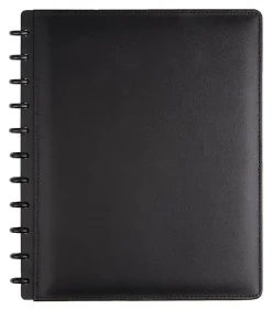 TUL® Discbound Notebook With Leather Cover, Letter Size, Narrow Ruled, 60 Sheets, Black