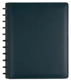 TULĀ® Discbound Notebook With Leather Cover, Letter Size, Narrow Ruled, 60 Sheets, Navy