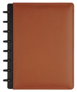 TUL® Discbound Notebook With Leather Cover, Junior Size, Narrow Ruled, 60 Sheets, Brown