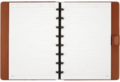 TUL® Discbound Notebook With Leather Cover, Junior Size, Narrow Ruled, 60 Sheets, Brown