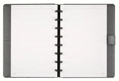 TUL® Discbound Notebook With Pebbled Leather Cover, Junior Size, Narrow Ruled, 60 Sheets, Gunmetal