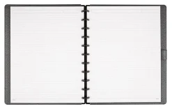 TUL® Discbound Notebook With Pebbled Leather Cover, Letter Size, Narrow Ruled, 60 Sheets, Gunmetal