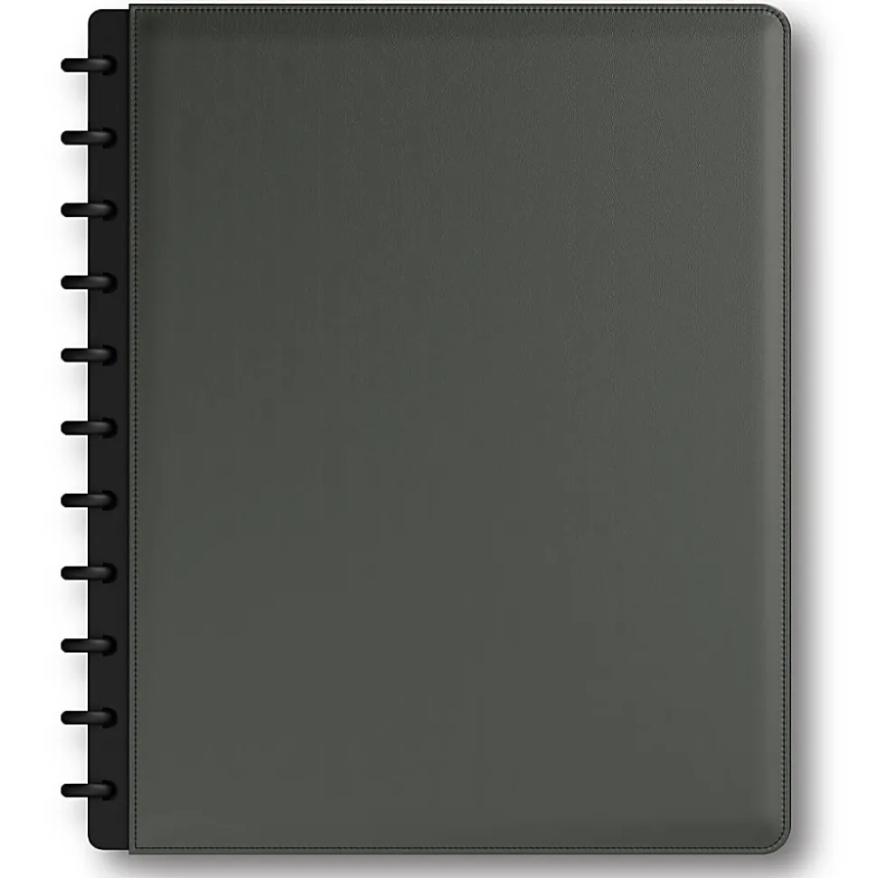 TUL® Discbound Notebook With Vegan Leather Cover, Letter Size, Narrow Ruled, 60 Sheets, Smoke Moss Green