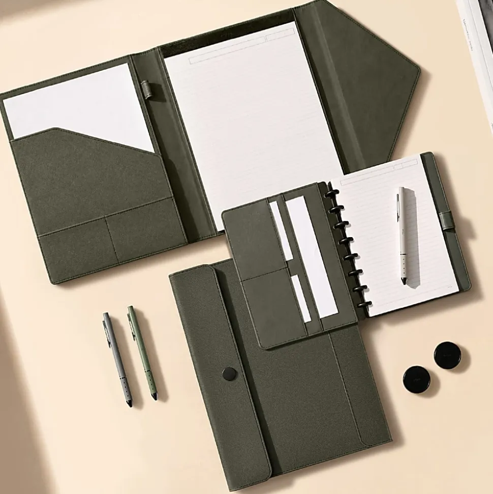 TUL® Discbound Notebook With Vegan Leather Cover, Letter Size, Narrow Ruled, 60 Sheets, Smoke Moss Green