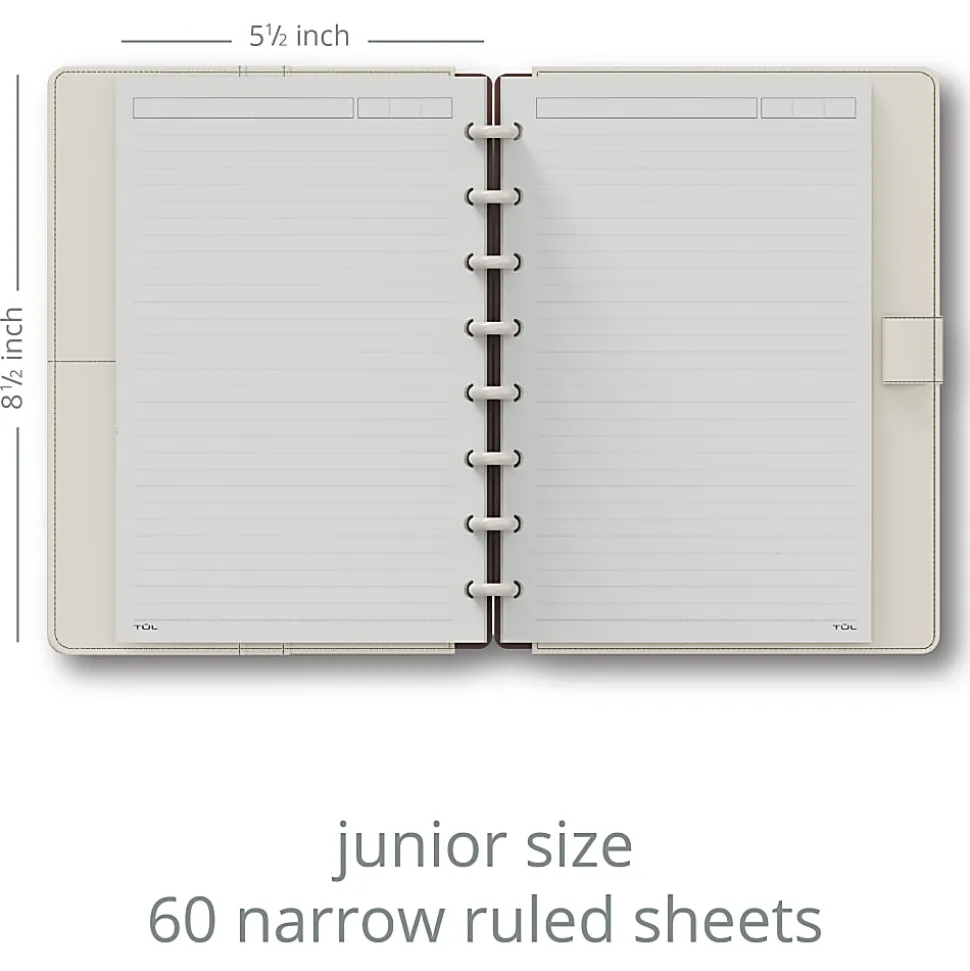 TUL® Discbound Notebook With Vegan Leather Cover, Junior Size, Narrow Ruled, 60 Sheets, Cannoli Cream