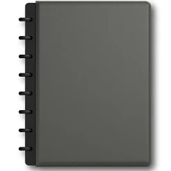 TUL® Discbound Notebook With Vegan Leather Cover, Junior Size, Narrow Ruled, 60 Sheets, Smoke Moss Green