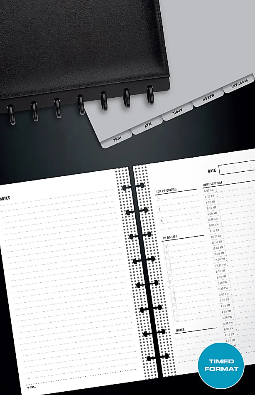 TUL® Discbound Undated Daily Refill Pages, Junior Size, 2 Pages Per Day, 50 Sheets