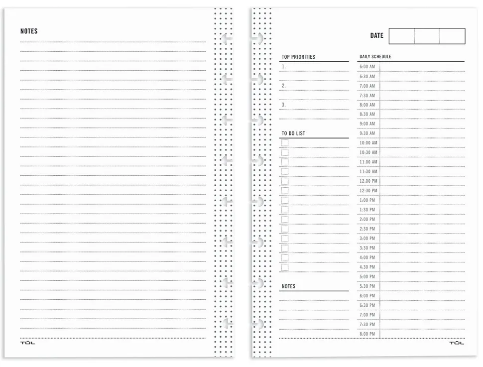 TUL® Discbound Undated Daily Refill Pages, Junior Size, 2 Pages Per Day, 50 Sheets