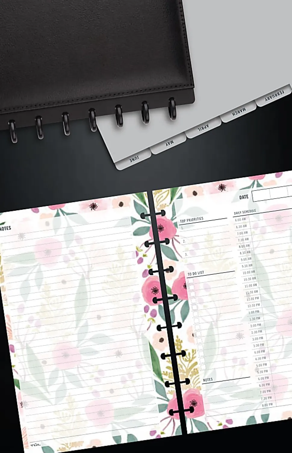 TUL® Discbound Undated Daily Refill Pages, Junior Size, 50 Sheets, Floral
