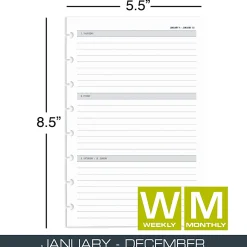 2027 TULĀ® Discbound Weekly/Monthly Planner Refill Pages, Junior Size, January To December