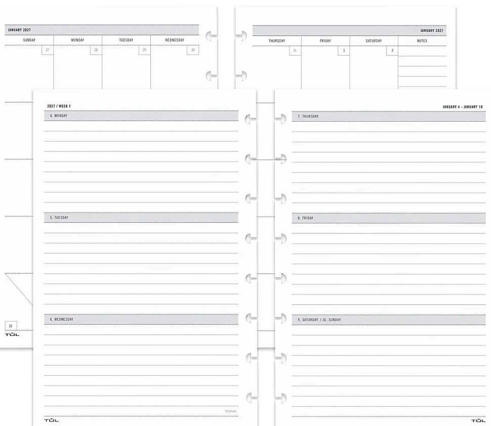 2027 TUL® Discbound Weekly/Monthly Planner Refill Pages, Junior Size, January To December