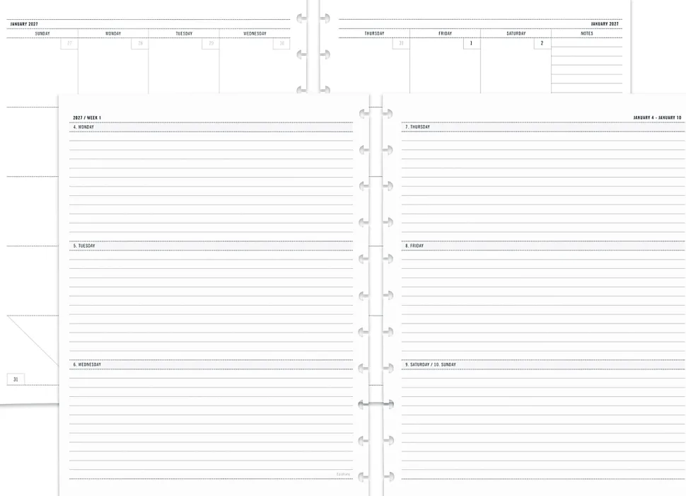 2027 TUL® Discbound Weekly/Monthly Planner Refill Pages, Letter Size, January To December