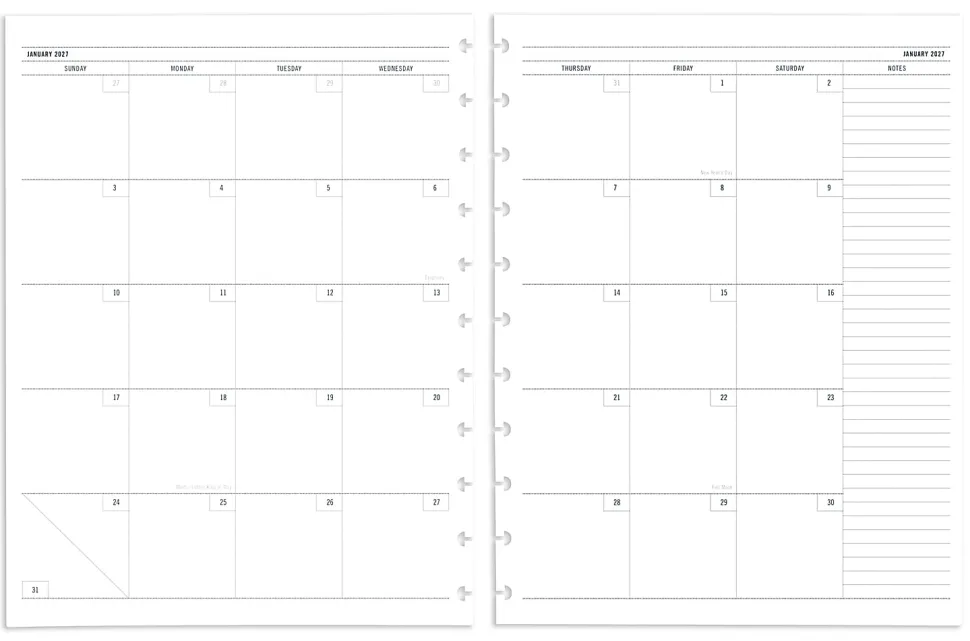 2027 TUL® Discbound Weekly/Monthly Planner Refill Pages, Letter Size, January To December