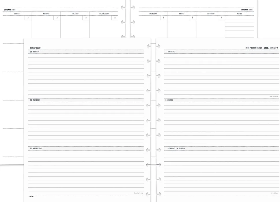 2026 TUL® Discbound Weekly/Monthly Planner Refill Pages, Letter Size, January To December