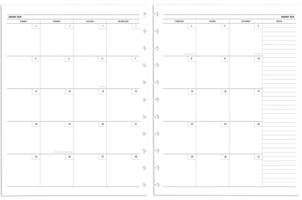 2026 TUL® Discbound Weekly/Monthly Planner Refill Pages, Letter Size, January To December
