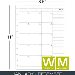 2026 TUL® Discbound Weekly/Monthly Planner Refill Pages, Letter Size, January To December