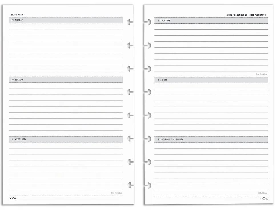 2026 TUL® Discbound Weekly/Monthly Planner Refill Pages, Junior Size, January To December