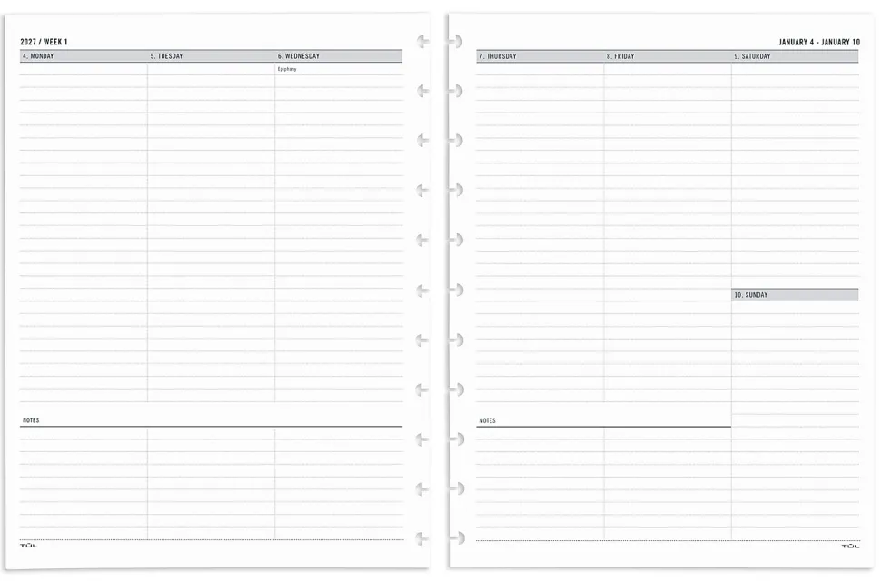2027 TUL® Discbound Weekly Planner Refill Pages Set, Letter Size, January To December, Total Qty 1, TULLTFLRUTIMRY27
