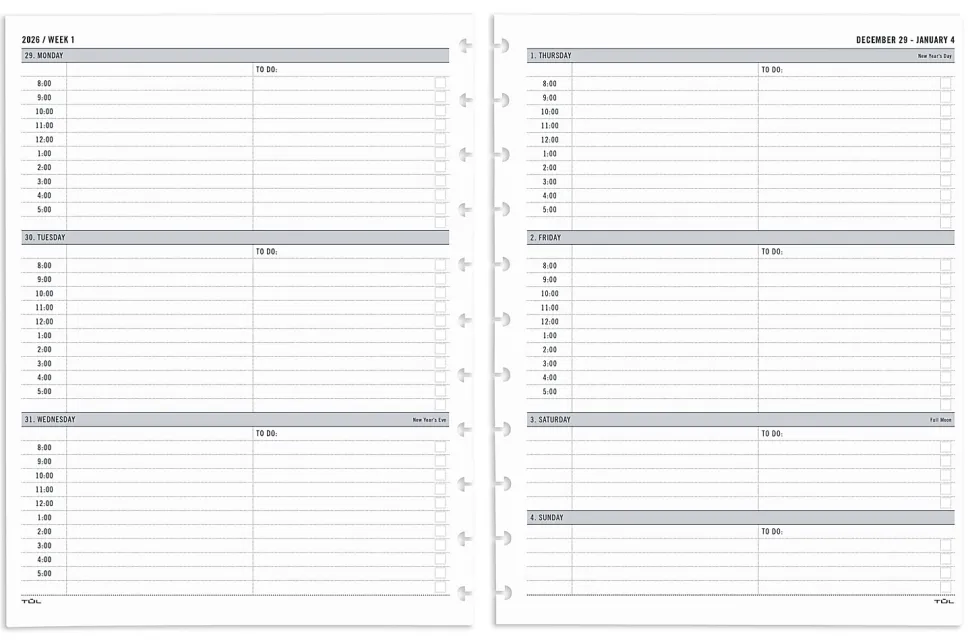 2026 TUL® Discbound Weekly Planner Refill Pages, Letter Size, January To December, TULLTFLRTIMERY26