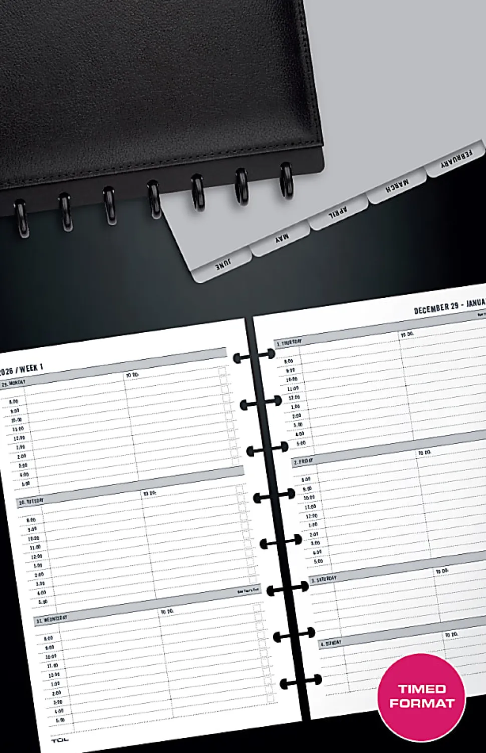 2026 TUL® Discbound Weekly Planner Refill Pages, Junior Size, January To December