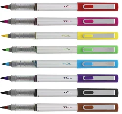 TUL® Fine Liner Felt-Tip Pen, Fine, 1.0 mm, Silver Barrel, Assorted Ink Colors, Pack Of 8 Pens