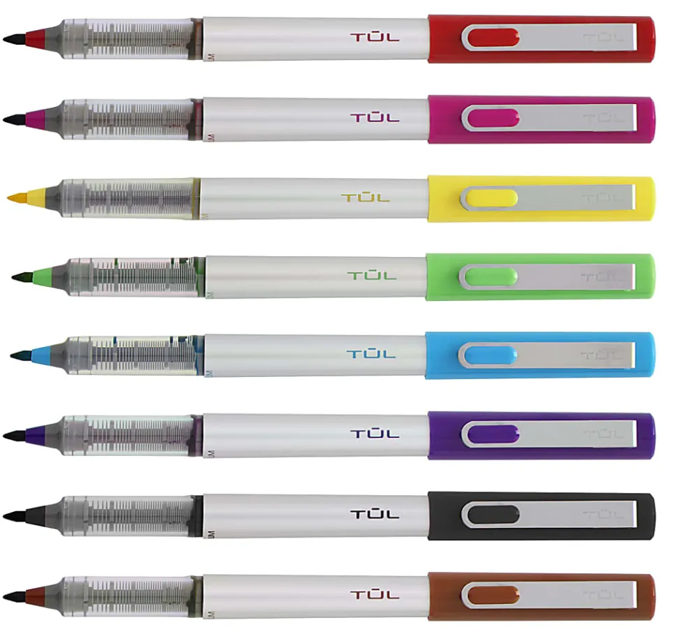 TUL® Fine Liner Felt-Tip Pen, Fine, 1.0 mm, Silver Barrel, Assorted Ink Colors, Pack Of 8 Pens