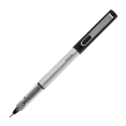 TUL® Fineliner Felt-Tip Pens, Ultra-Fine, 0.4 mm, Silver Barrel, Black Ink, Pack Of 12 Pens