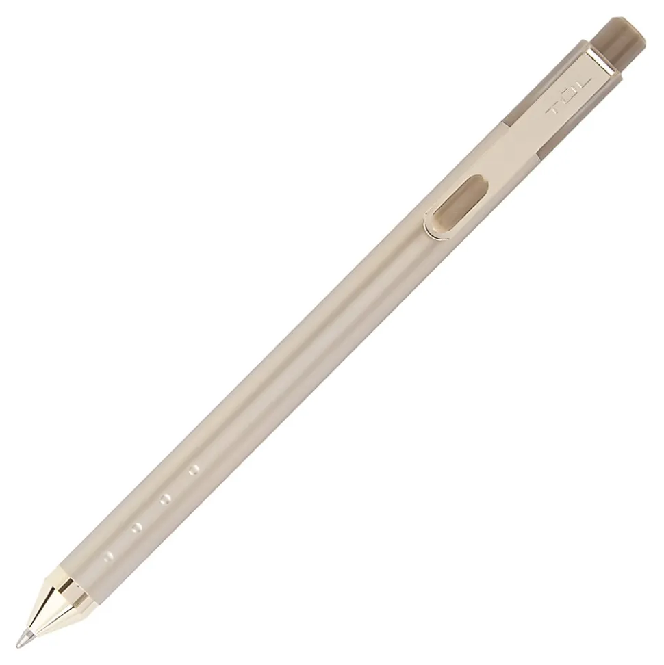TUL® Fine Writing Solid Metal Barrel Retractable Gel Pen With 2 Refills, Medium Point, 0.7 mm, Champagne Barrel, Black/Blue Ink