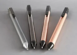 TUL® Fine Writing Solid Metal Barrel Retractable Ballpoint Pen With 2 Refills, Medium Point, 1.0 mm, Rose Gold Barrel, Black/Blue Ink