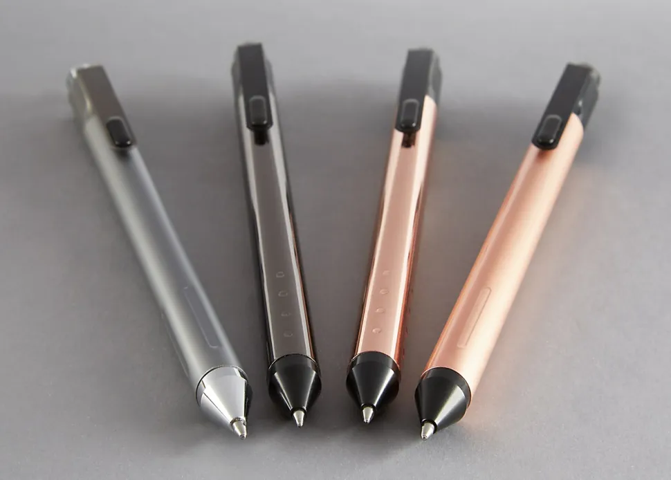 TUL® Fine Writing Solid Metal Barrel Retractable Gel Pen with 2 Refills, Medium Point, 0.7 mm, Rose Gold Barrel, Black/Blue Ink