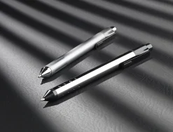 TUL® Fine Writing Solid Metal Barrel Retractable Gel Pen with 2 Refills, Medium Point, 0.7 mm, Gunmetal Barrel, Black & Blue Inks