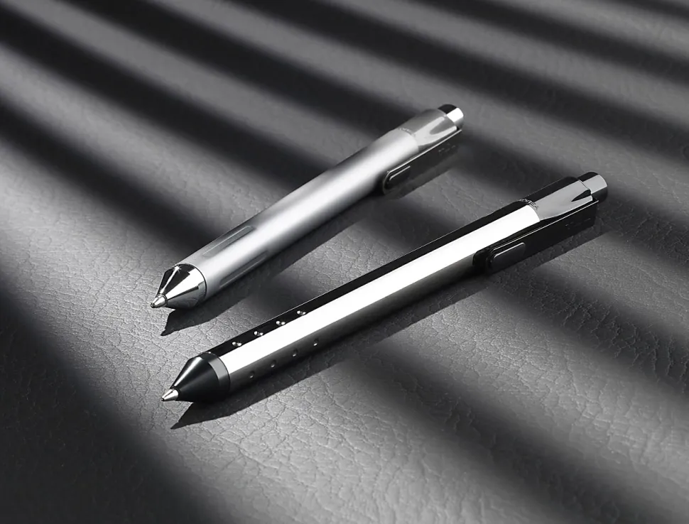 TUL® Fine Writing Solid Metal Barrel Retractable Gel Pen with 2 Refills, Medium Point, 0.7 mm, Gunmetal Barrel, Black & Blue Inks